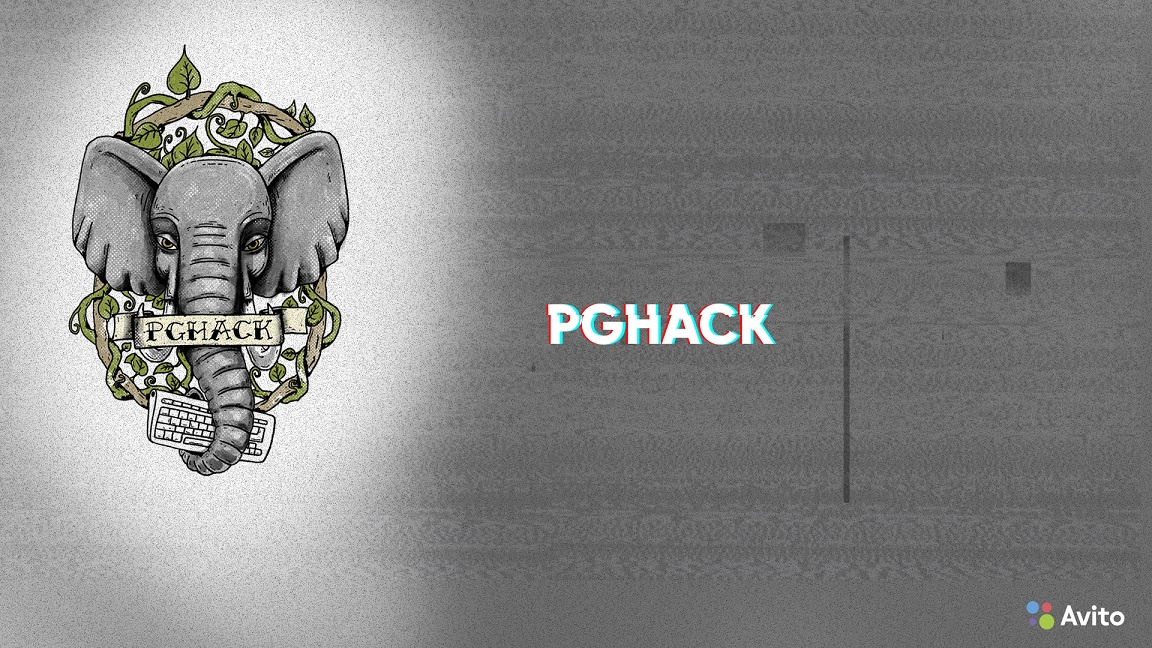 #PGHACK mascot artwork with the Avito logo